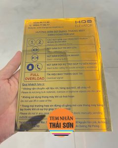 tem nhãn kim loại_bảng hướng dẫn sử dụng thang máy